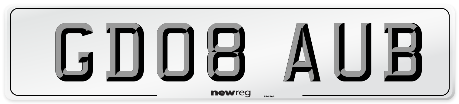 GD08 AUB Number Plate from New Reg